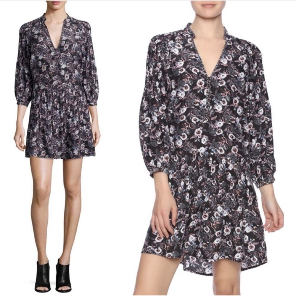 Veronica Beard Palmetto Pintuck Silk Boho Dress